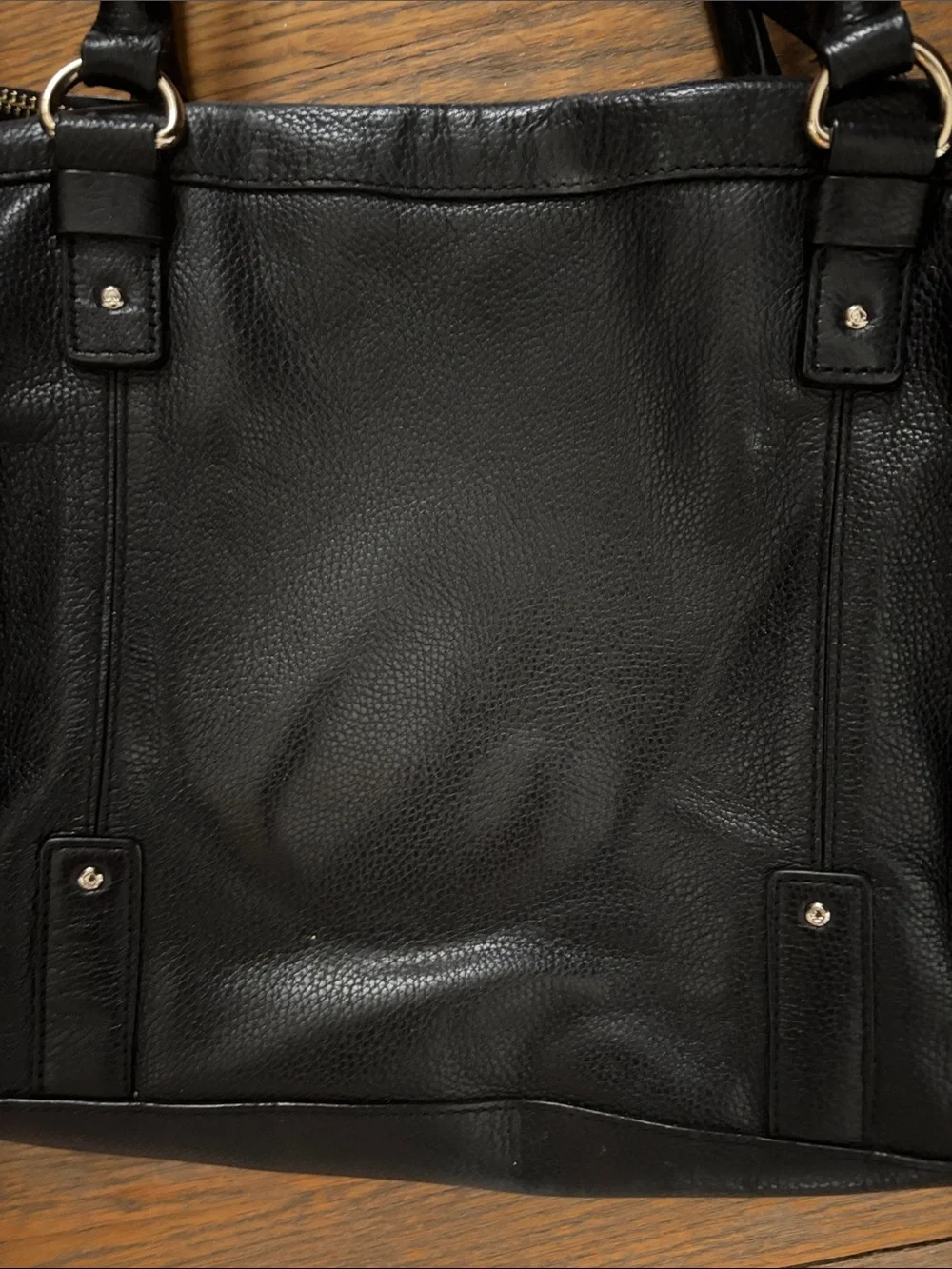kate spade Black Pebble Leather Tote with Gold Accents